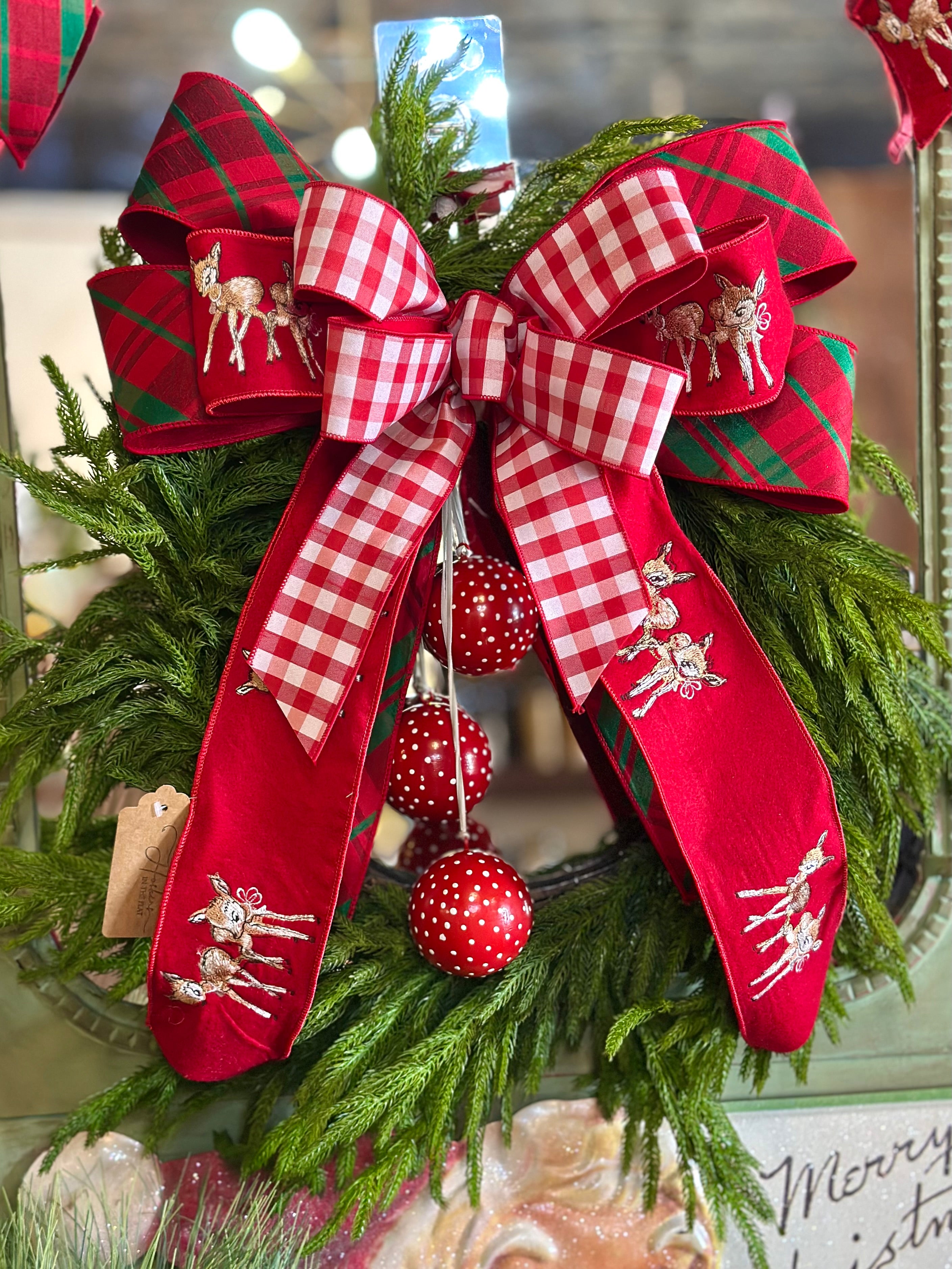 Doe and Plaid Norfolk Pine Wreath