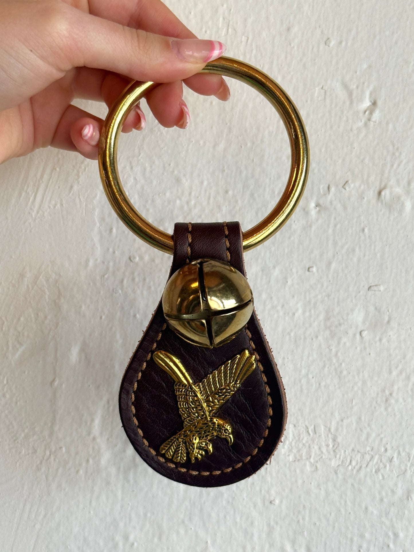 Eagle Brown Leather with Brass Bell on Brass Ring