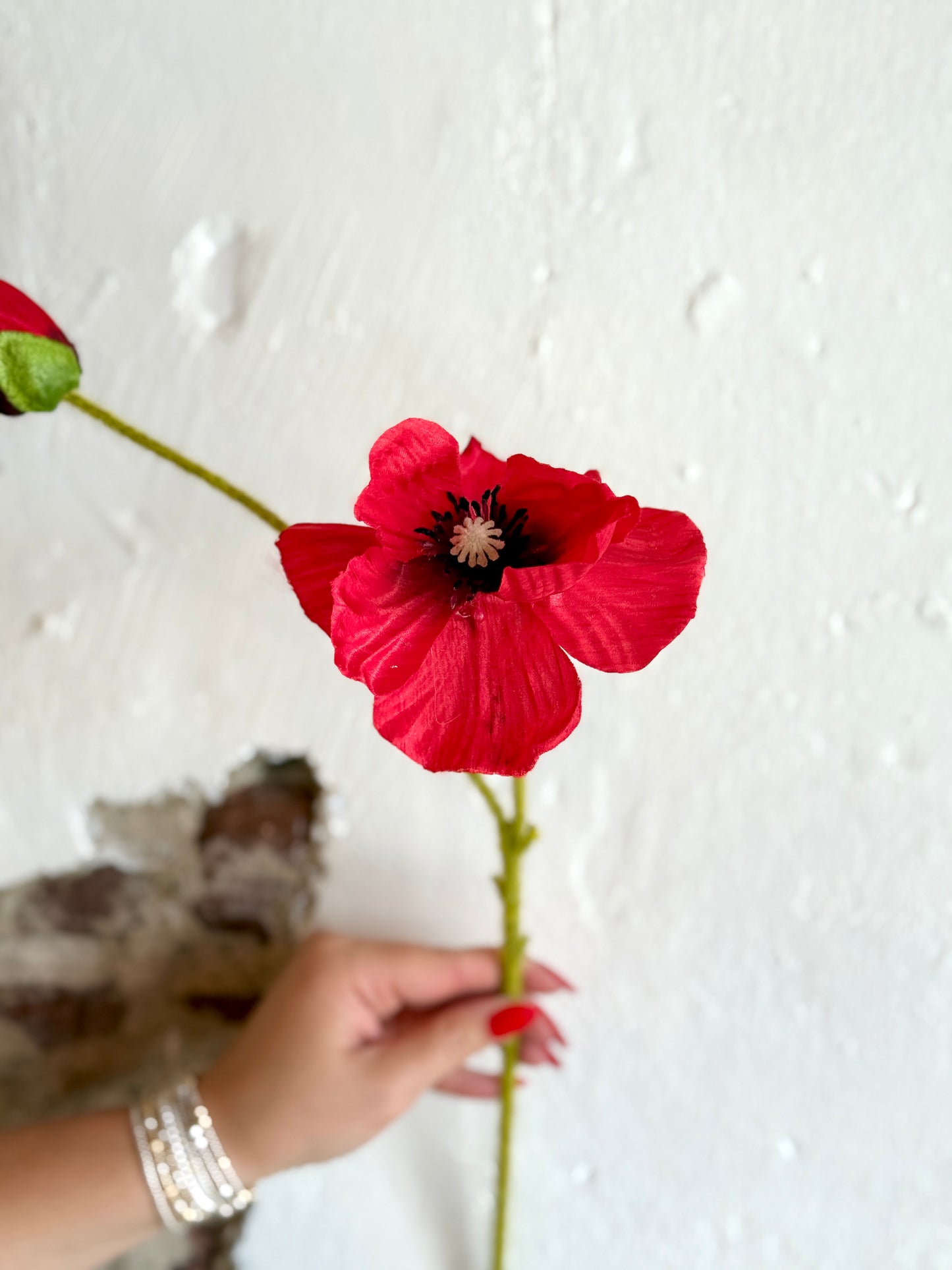 25” Poppy Stem and Bud (Multiple Options)