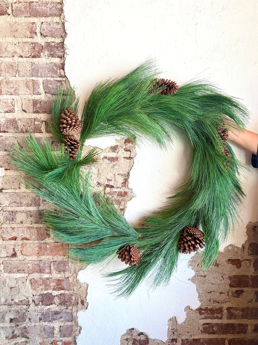 38" HORSETAIL PINE WREATH W/CONE