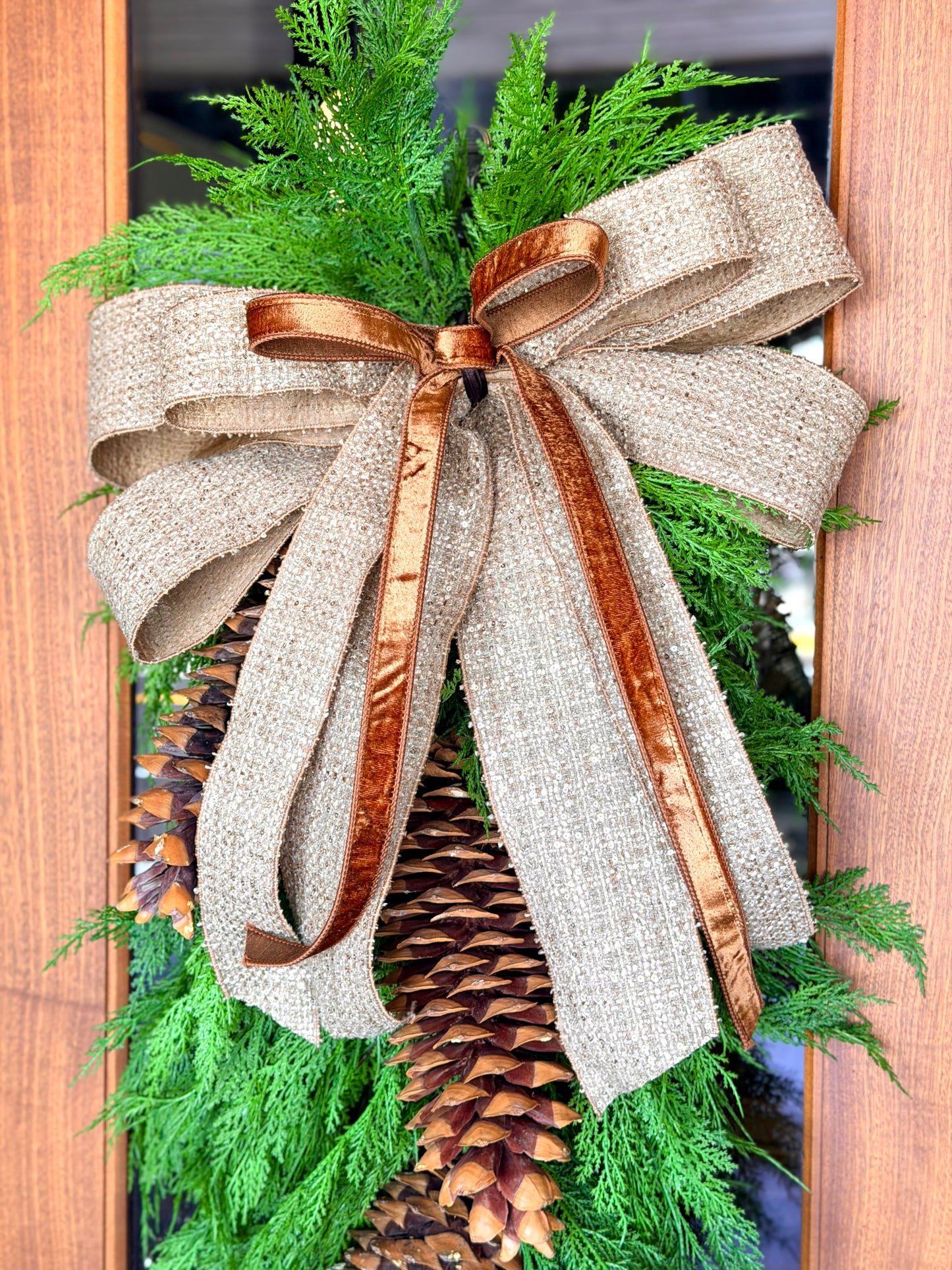 Cappuccino Winter Tweed Bow