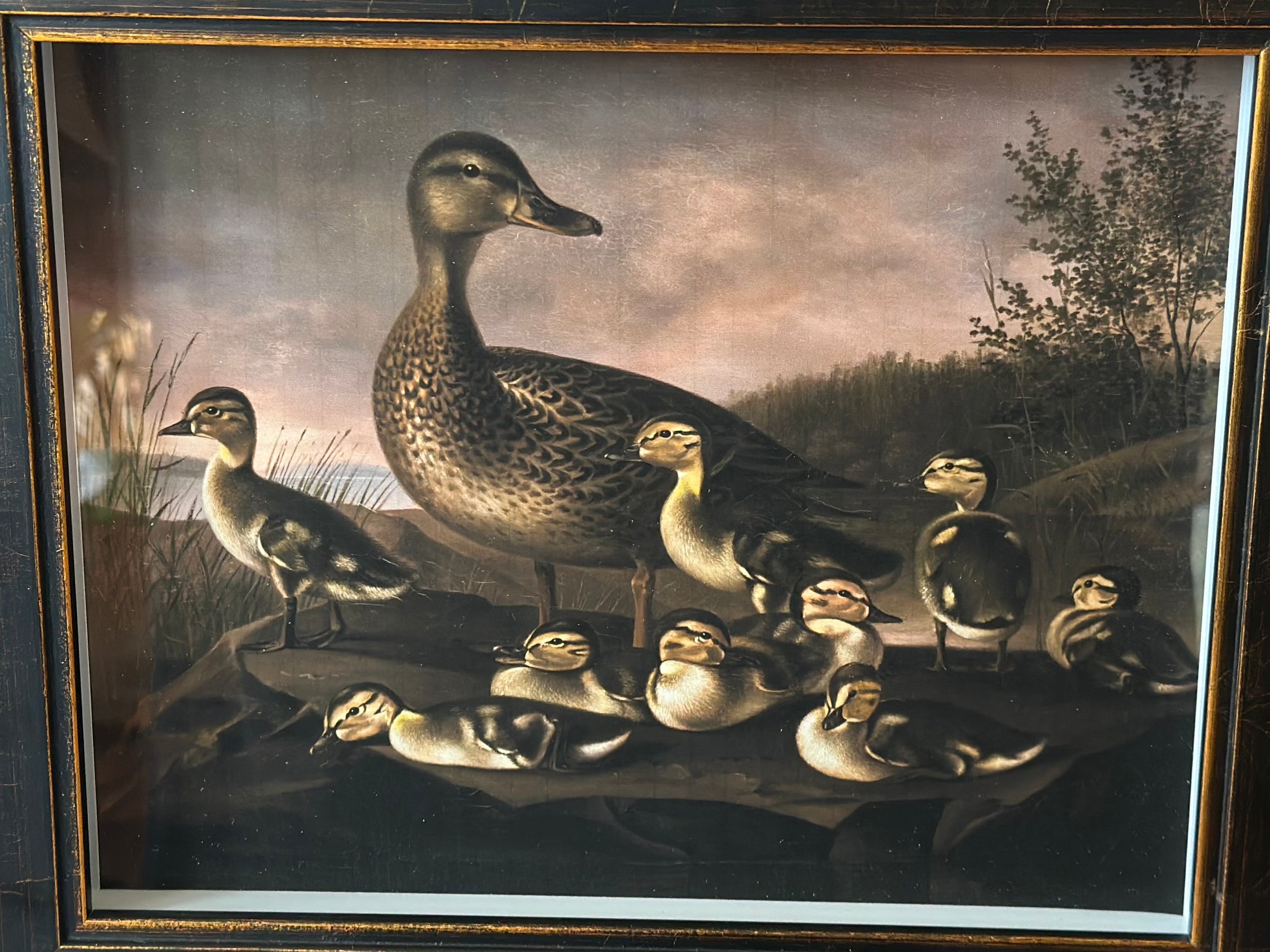 Framed Vintage Duck Oil Painting Reproduction