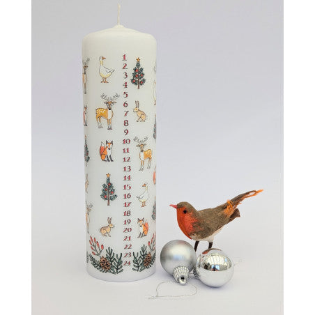 WINTER WILDLIFE ADVENT LARGE PILLAR CANDLE