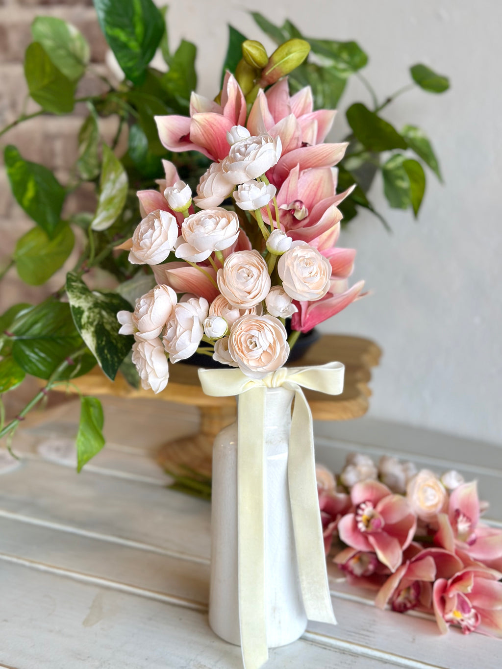 Blush Ranunculus & Orchid Bouquet