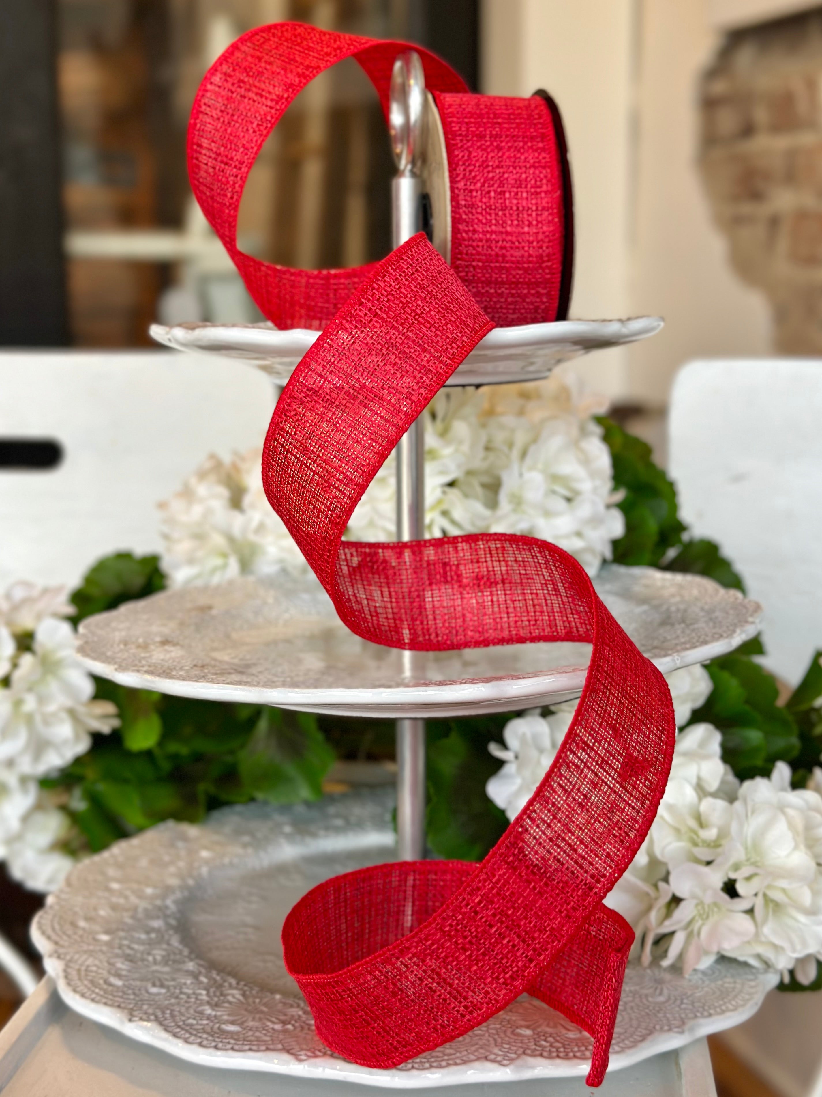 1.5" wide, linen moorland, red