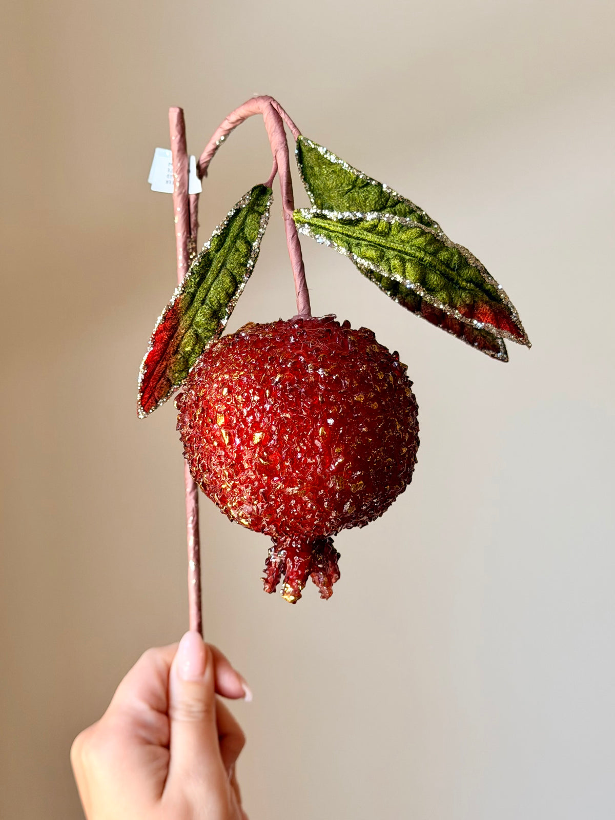 14" SUGAR BEADED POMEGRANATE STEM