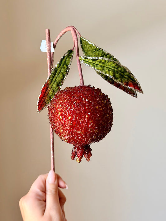 14" GLITTER BEADED POMEGRANATE STEM