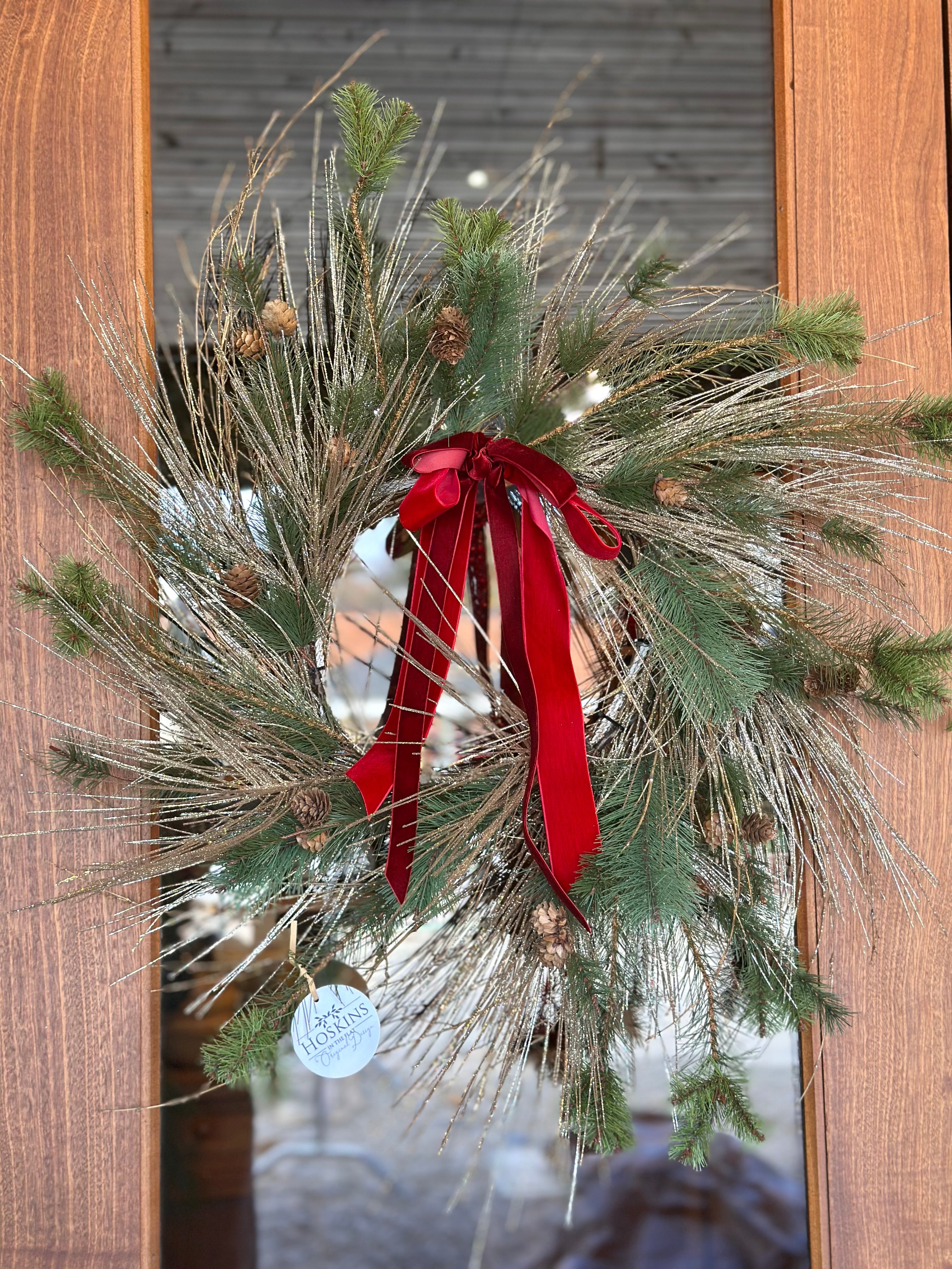 Glitter Pine Wreath with Bow