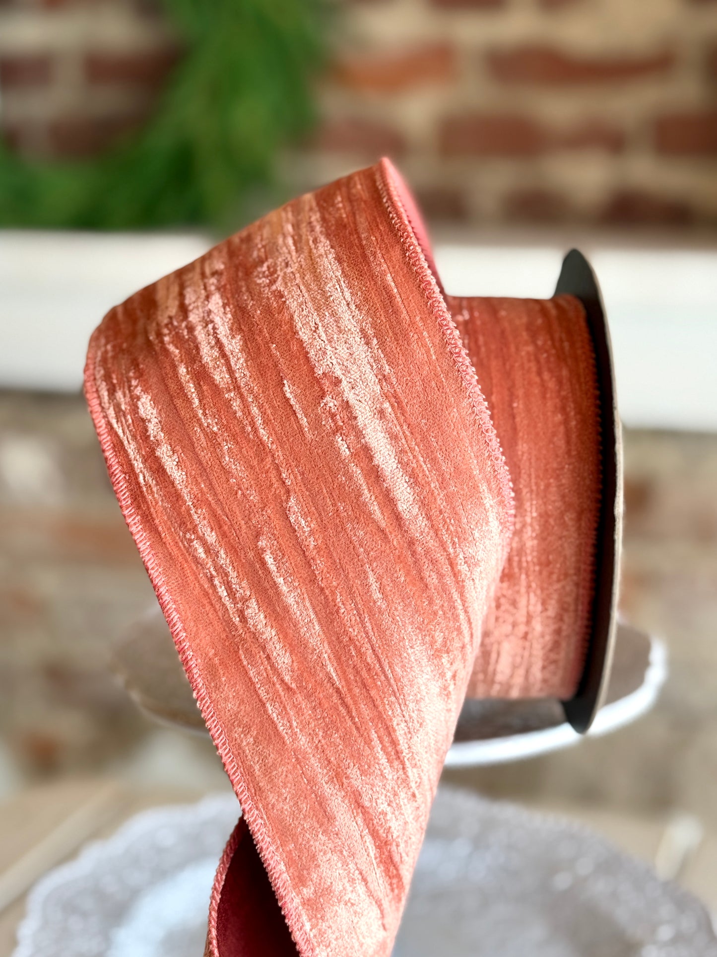 4" velvet vintage chic satin back, cinnamon rose