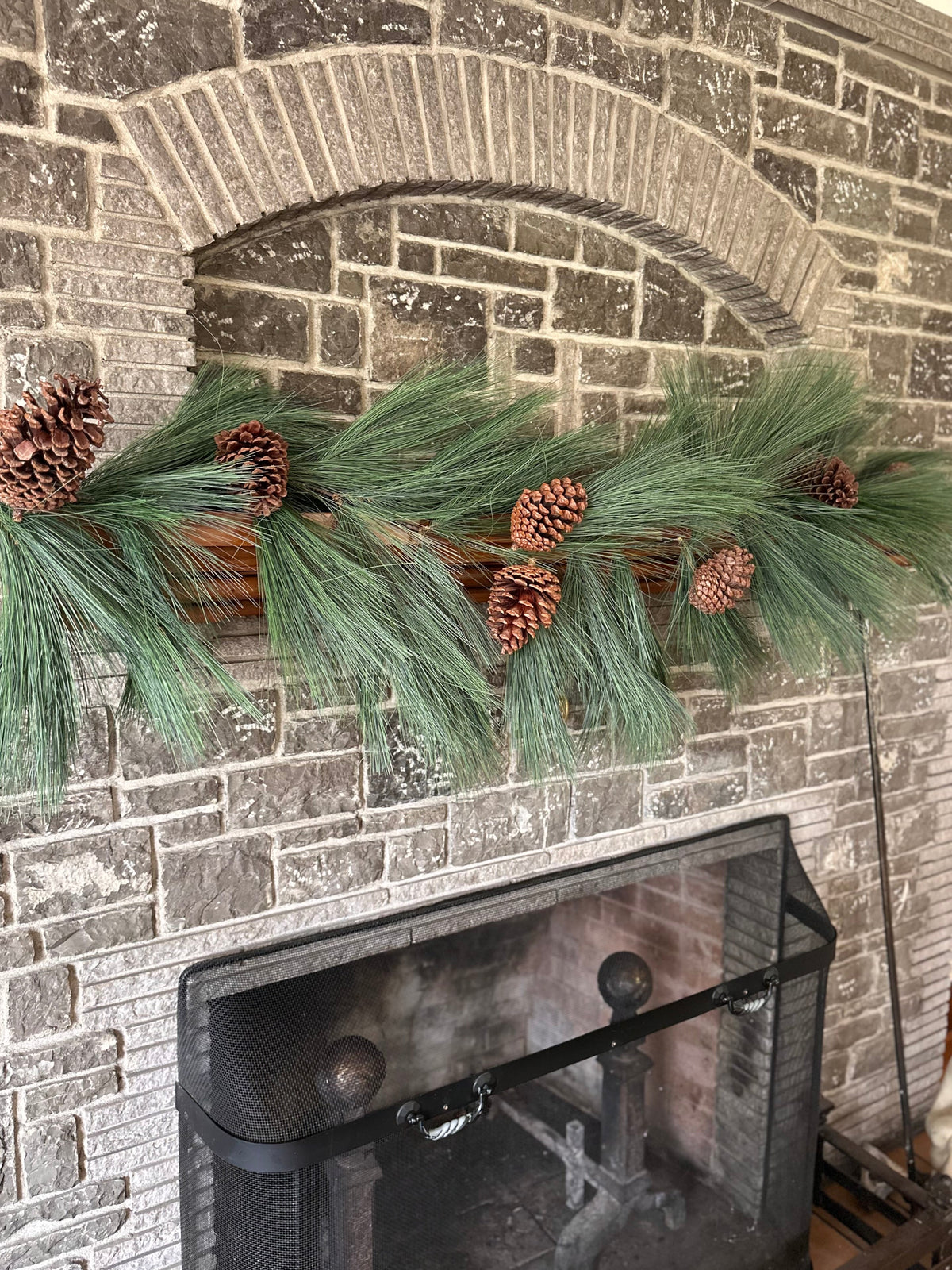 72" HORSETAIL PINE W/CONE GARLAND