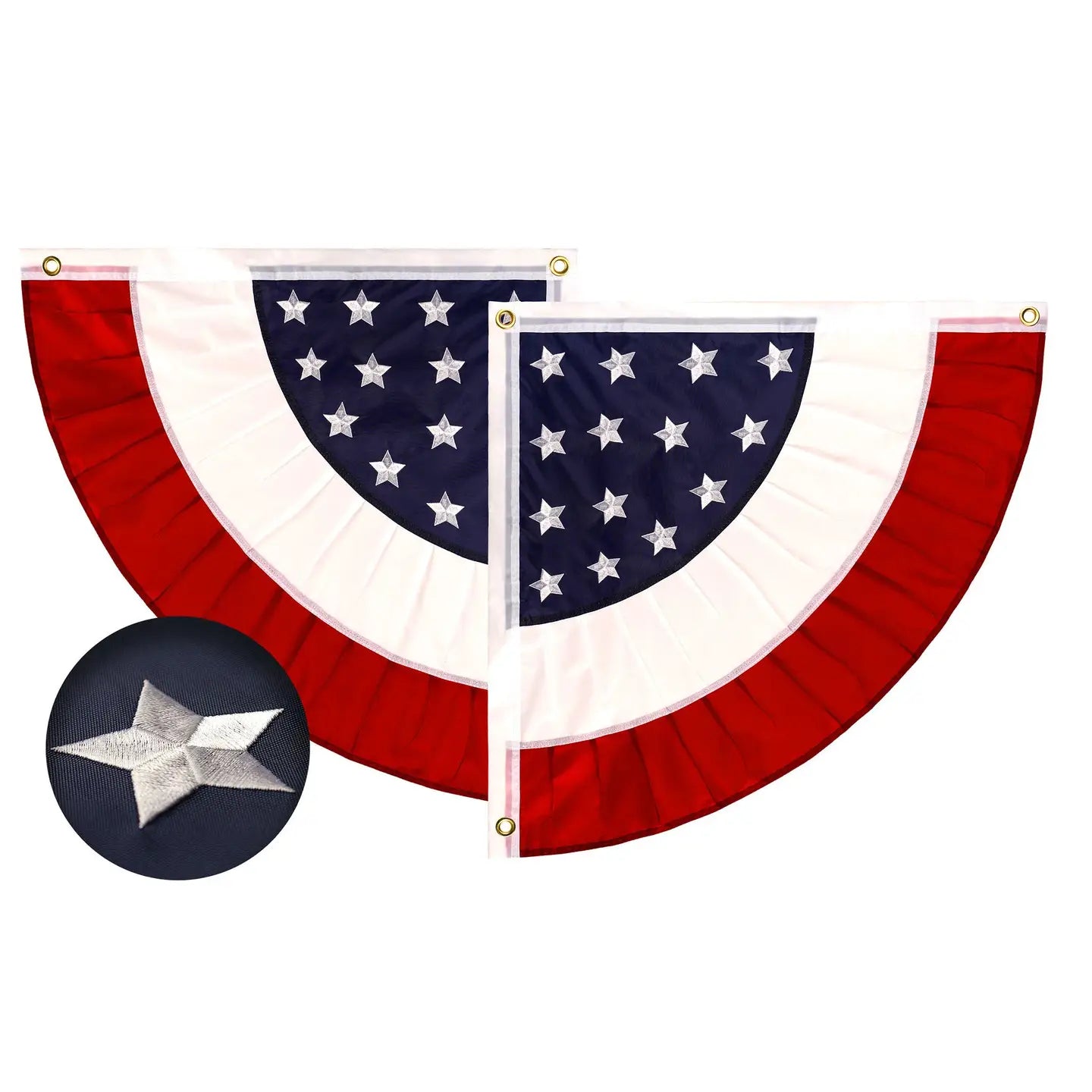 Fan Flag American Star Center Quarter Embroidered 2x2