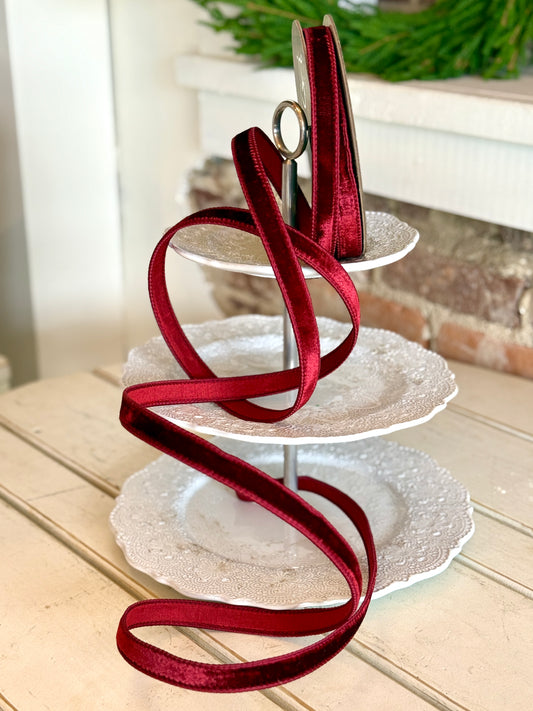 .75" SPRING VELVET- BURGUNDY