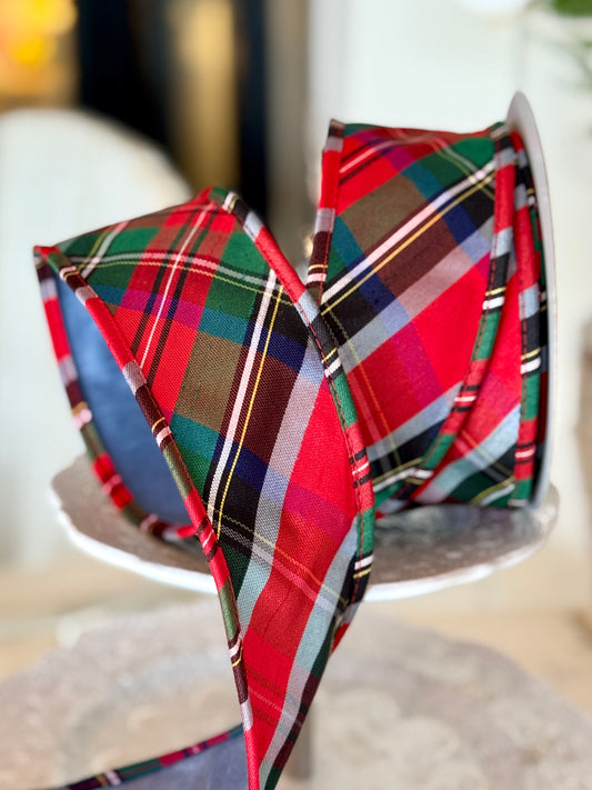 2.5" Tartan Plaid Wired Ribbon
