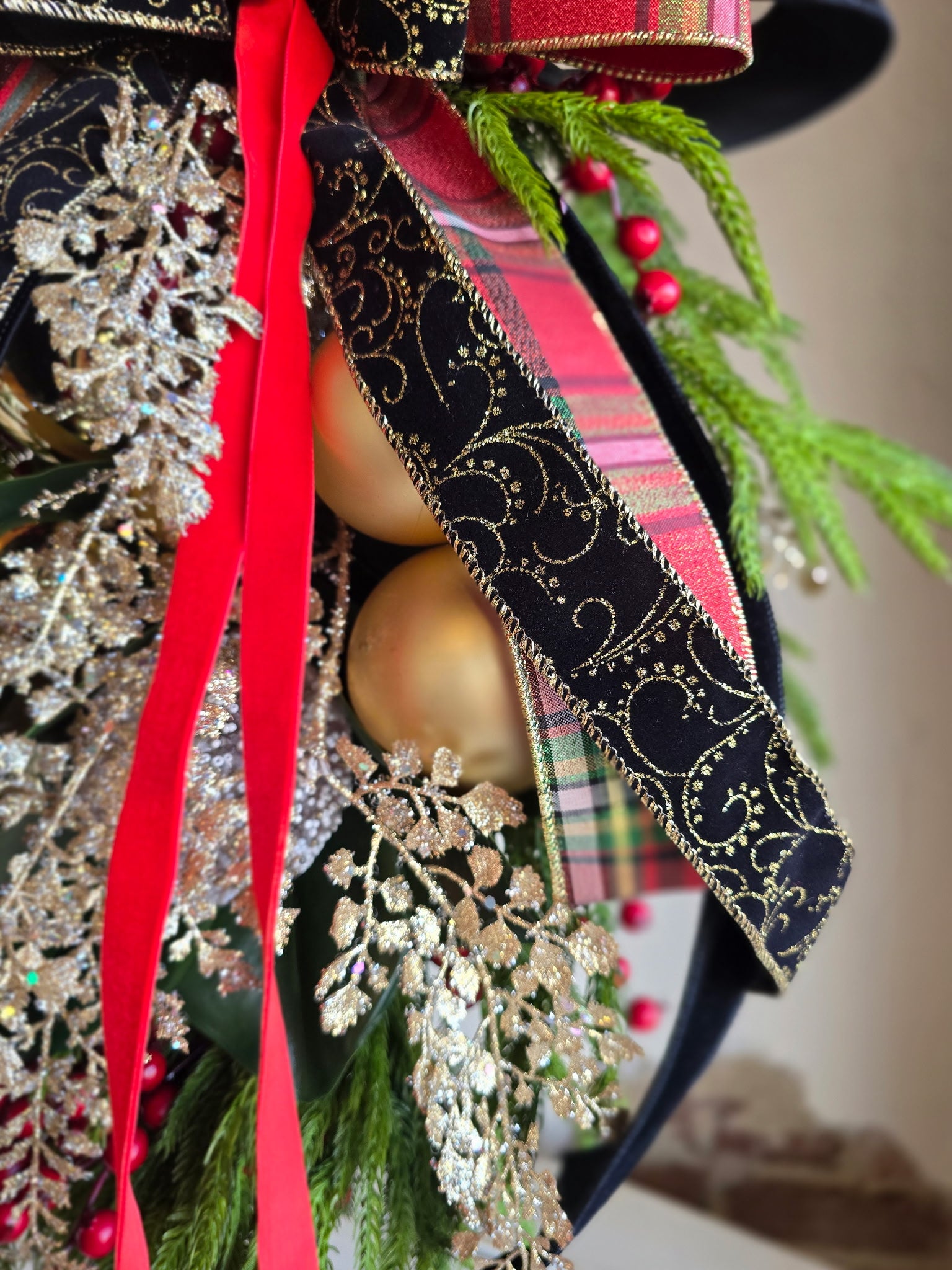 Jolly Holiday with Bow Swag