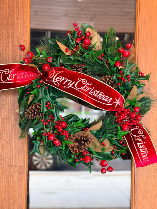 4” wide, Two “Merry Christmas” Ribbon