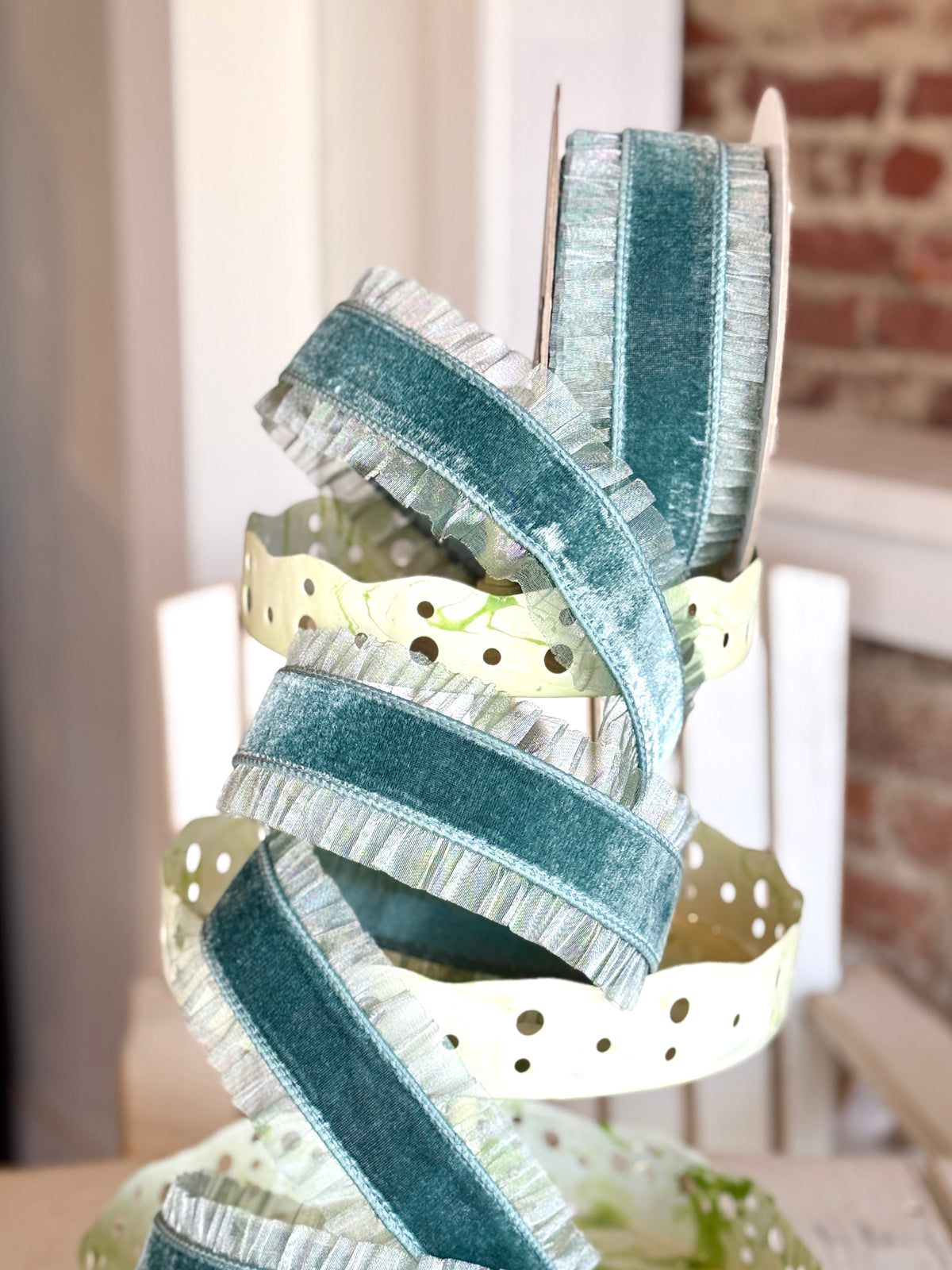 3” Sheer Ruffle - Celadon, SOLD BY THE YARD