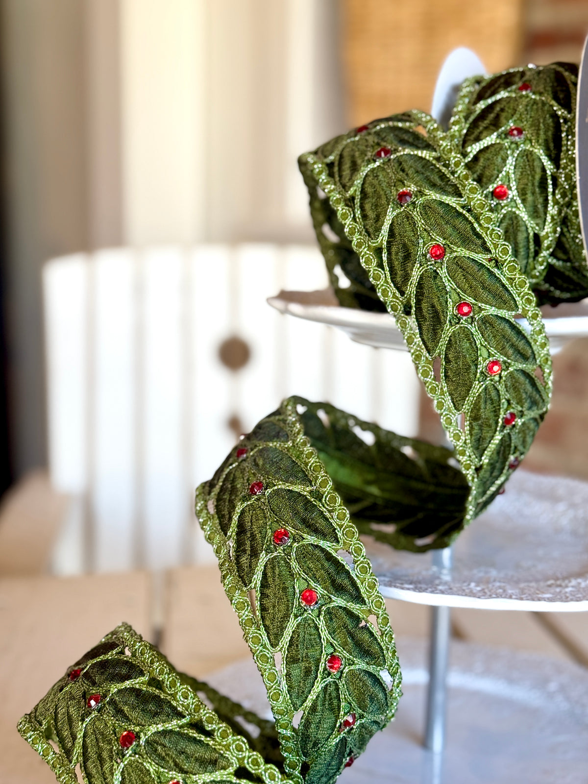 2.5” Laurel Leaf Lace, Olive, SOLD BY THE YARD