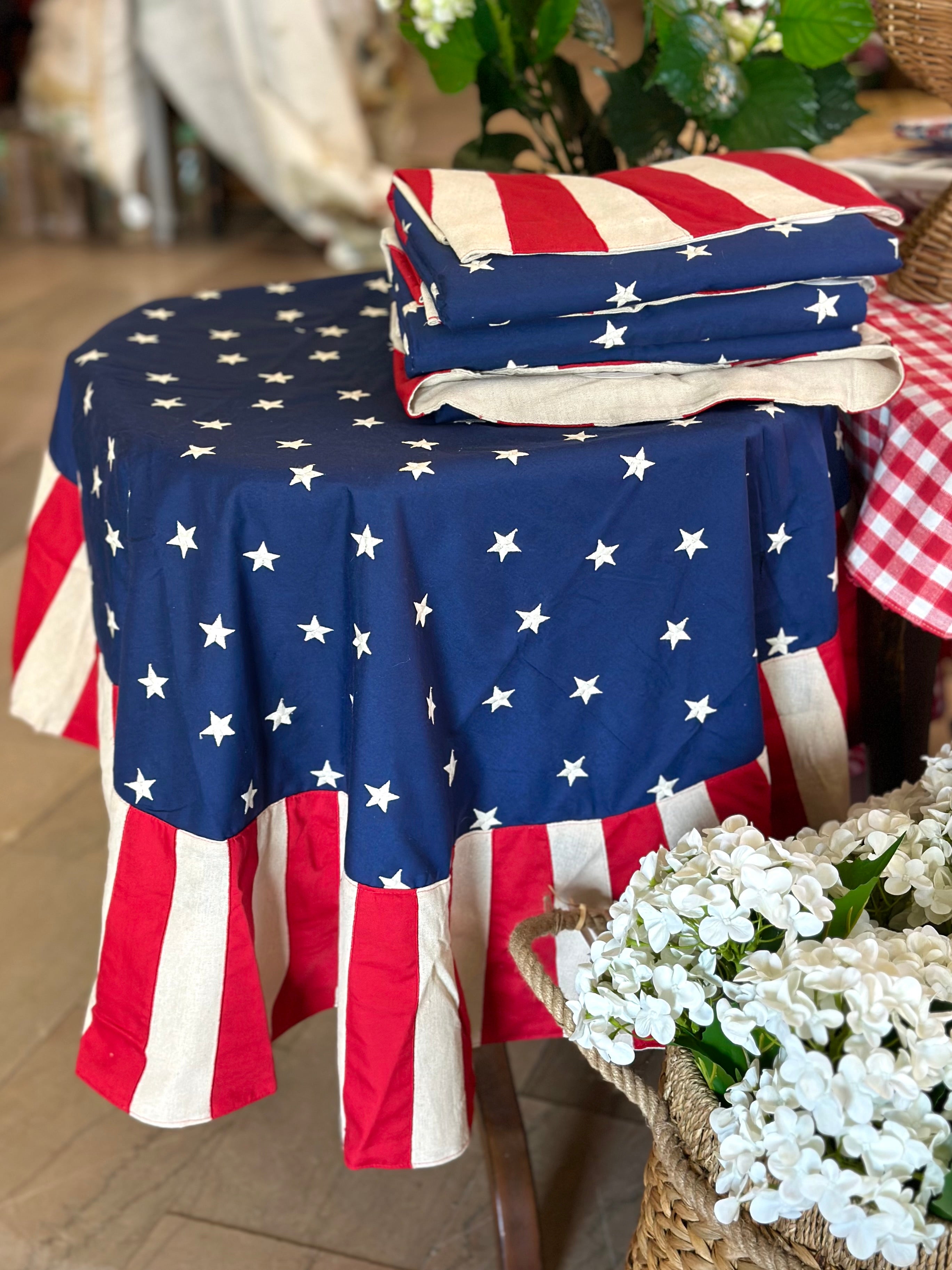 54" Stars & Stripes Canvas Tablecloth