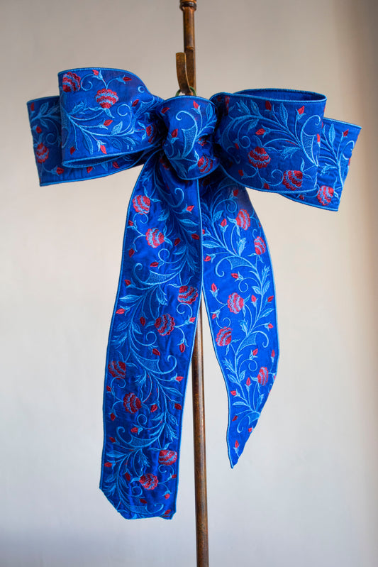 Red & Blue Embroidered Ribbon