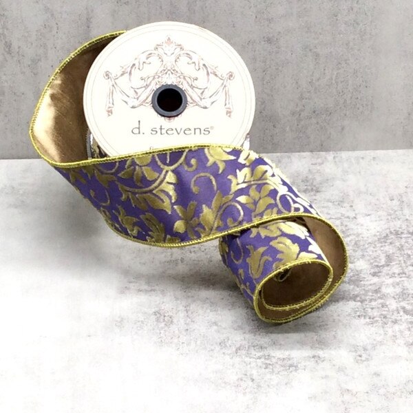 2.5" Burn Out Velvet Gold Acanthus, Purple