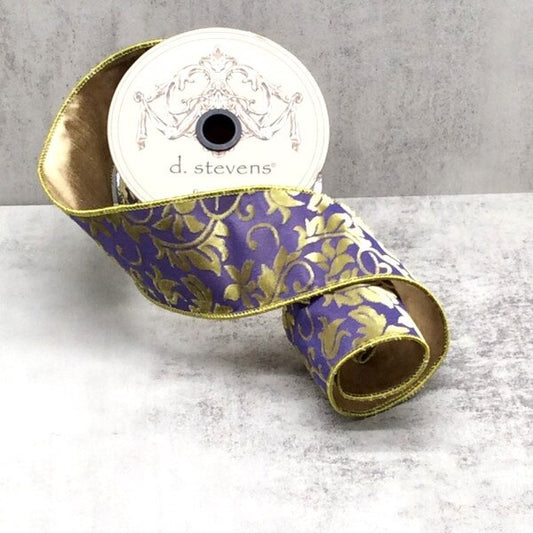 2.5" Burn Out Velvet Gold Acanthus, Purple