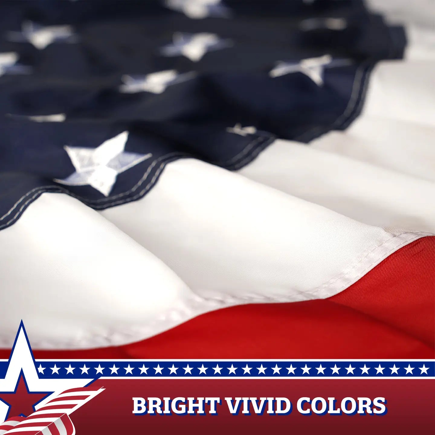 Fan Flag American Star Center Quarter Embroidered 3x3
