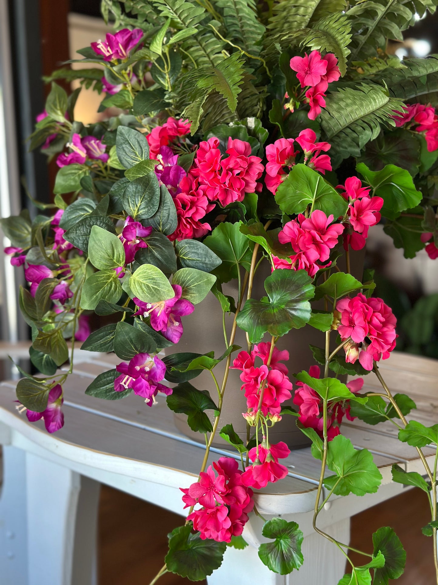 Pink Geranium, Bouganvillea, and Fern Pot-filler