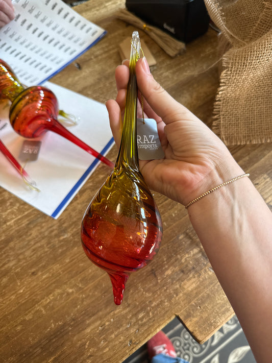 9.5" Red and Green Ombre Finial Ornament