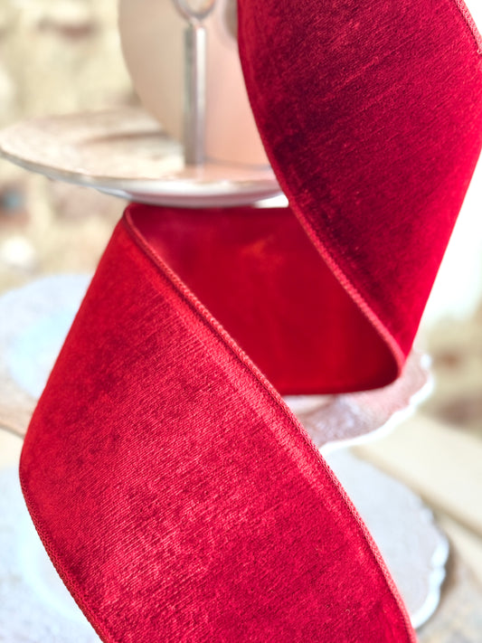 4" SHELDON VELVET METALLIC BACK- RED