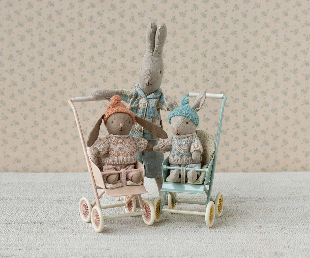 Maileg - Winter Rabbit, Micro - Sand - Mint