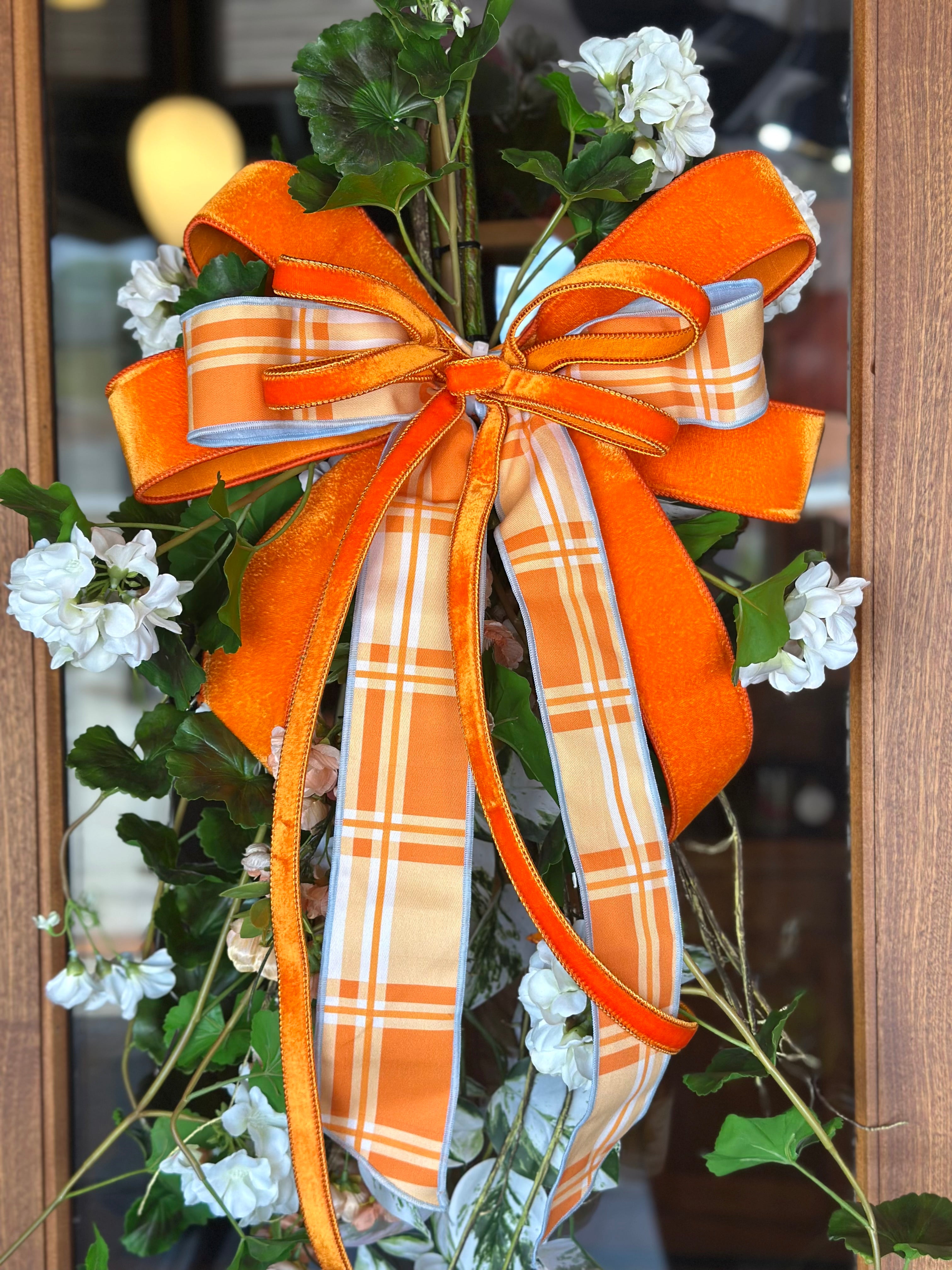 Orange & White Bow