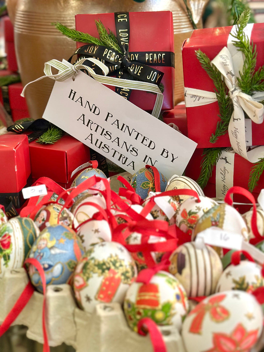 Gift Boxed Hand Painted Austrian Egg Christmas Ornament