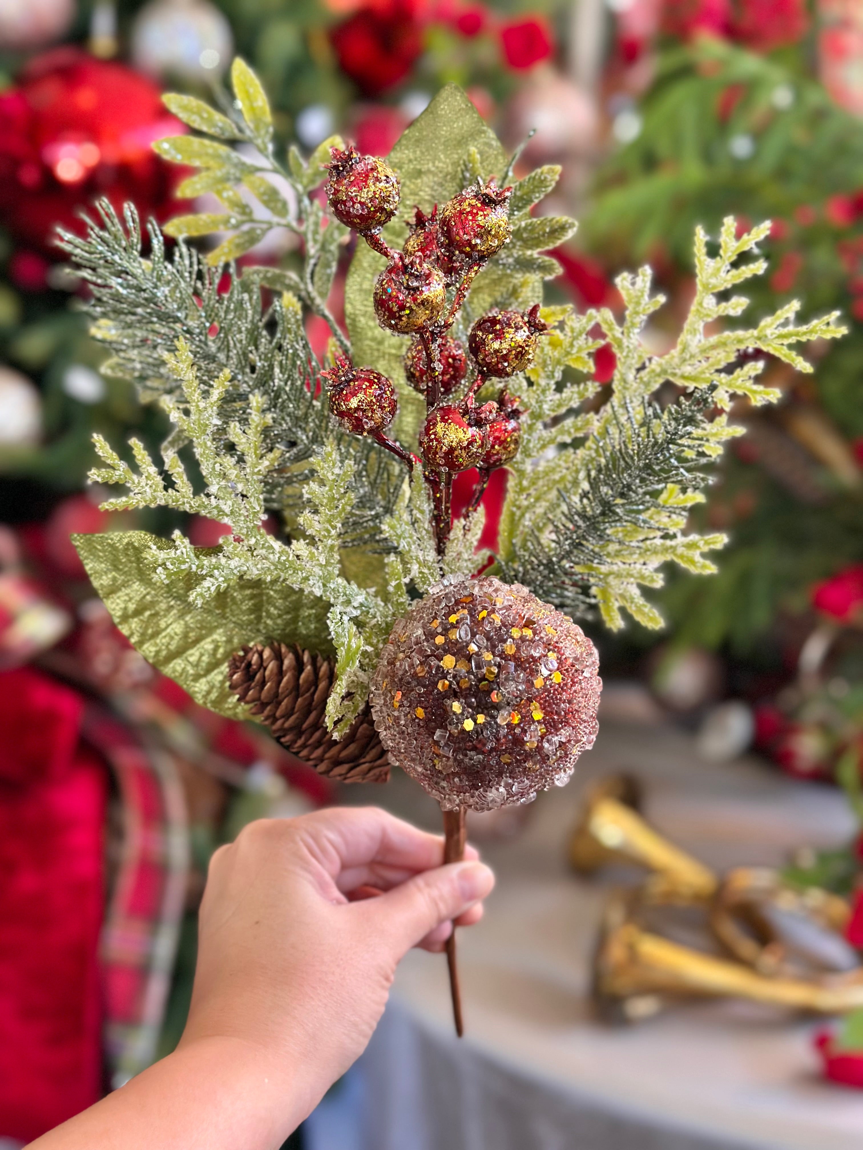 16” Beaded Robbia Berry Pick