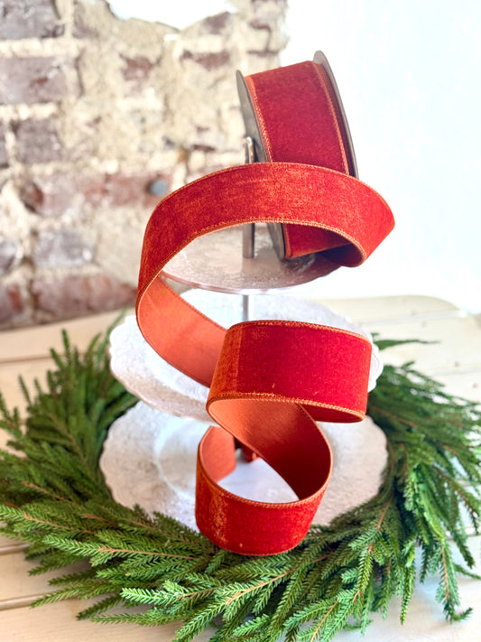 2.5" Cinnamon Velvet Ribbon - Sold by the yard