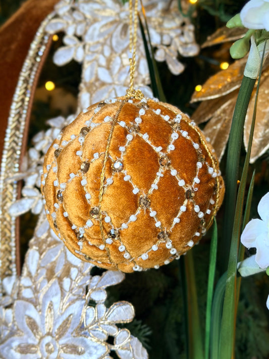 3.5" Velvet Pillow Jewel Ball Ornament