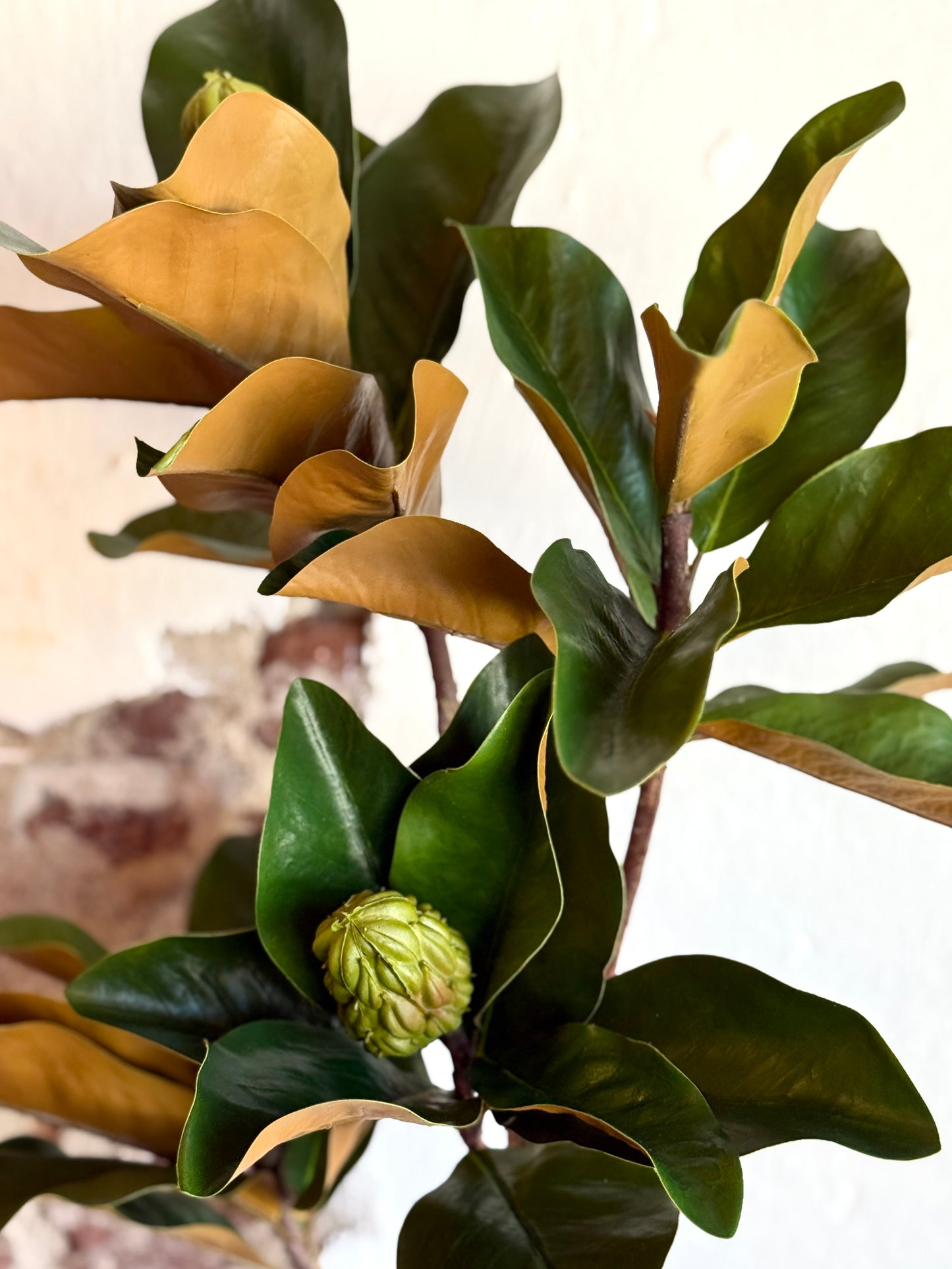 44” Grand Magnolia Leaf Branch with Pods