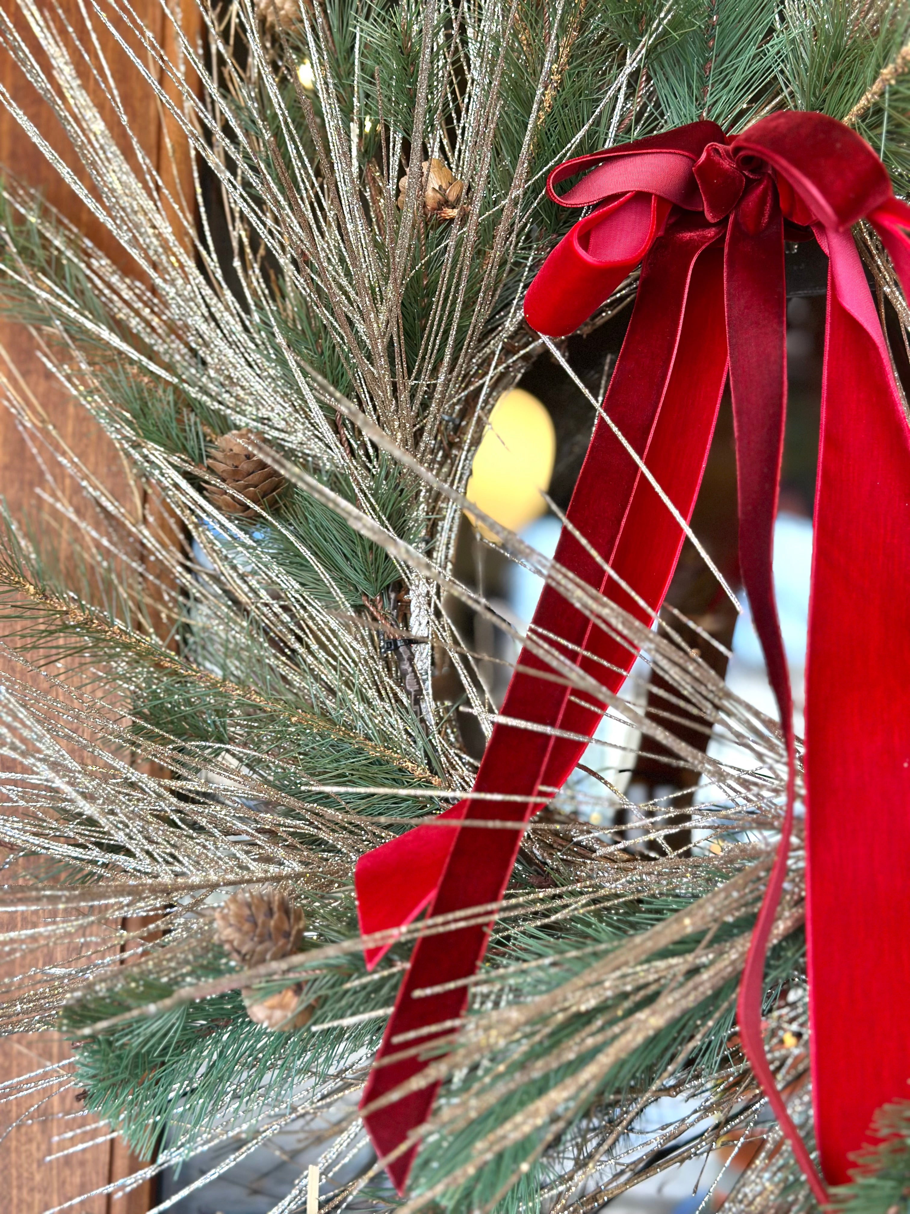 Glitter Pine Wreath with Bow