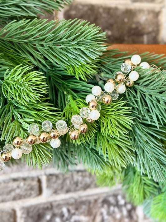 5.5' Pearl, Clear, Gold Beaded Garland