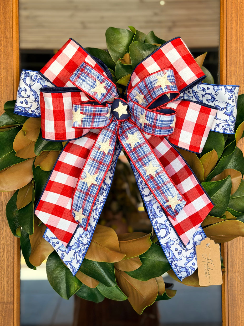 Ivory Stars & Dupion Check Bow
