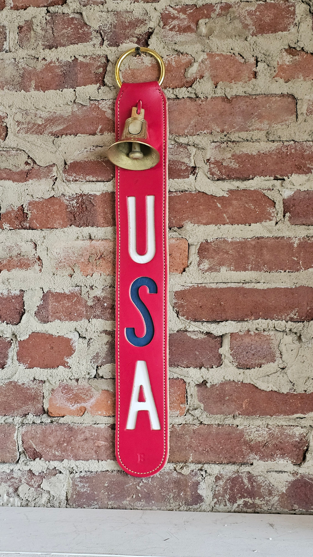1 Solid Brass 'Lanchester' Bell on USA Leather Doorchime