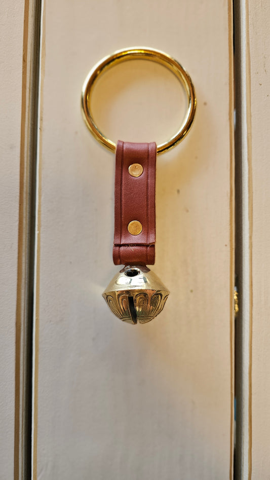 Short "Harness Remnant" Solid Brass Belsnickel Bell w/ Large Ring - Chestnut