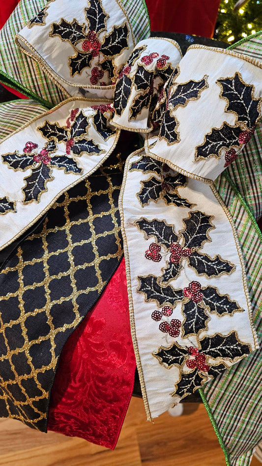 4" Red Devore Acanthus -SOLD BY THE YARD