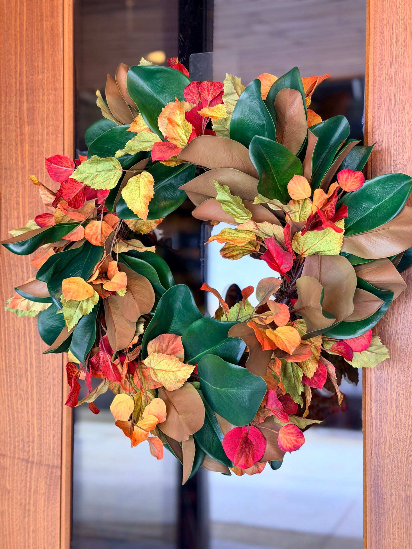 Fall Leaves & Magnolia Wreath