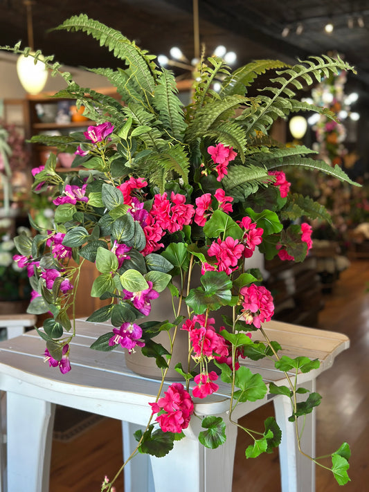 Pink Geranium, Bouganvillea, and Fern Pot-filler