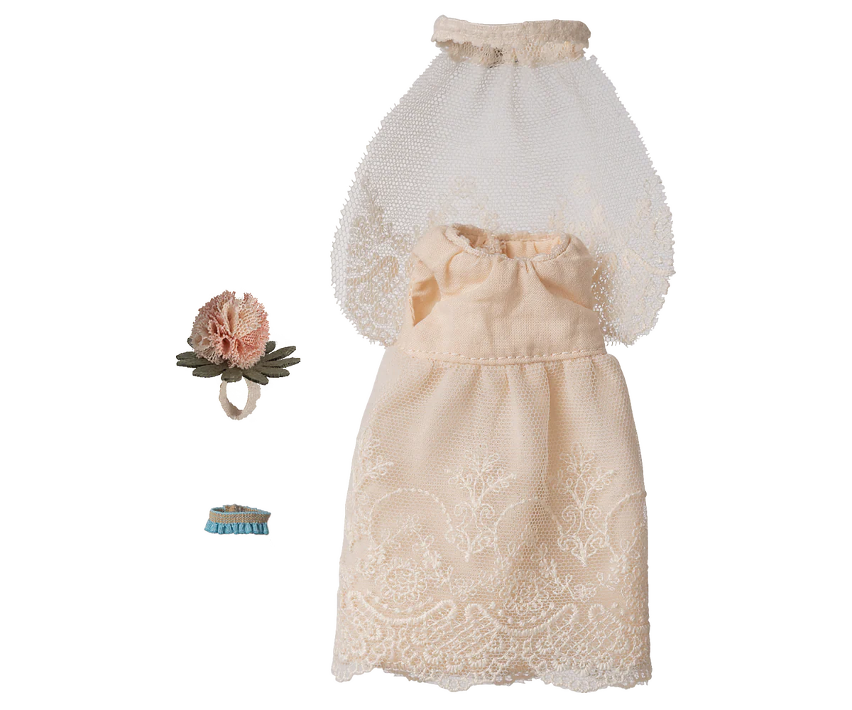 Maileg- Wedding dress, Mum mouse