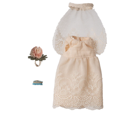 Maileg- Wedding dress, Mum mouse
