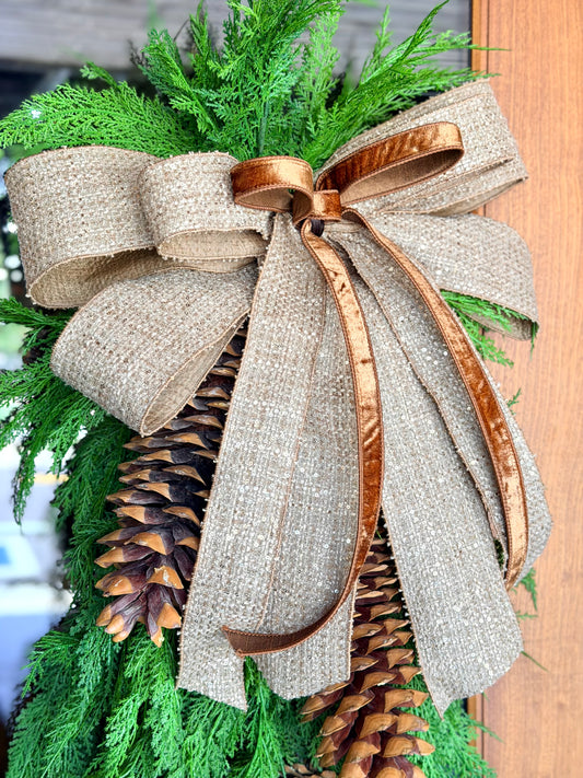Cappuccino Winter Tweed Bow