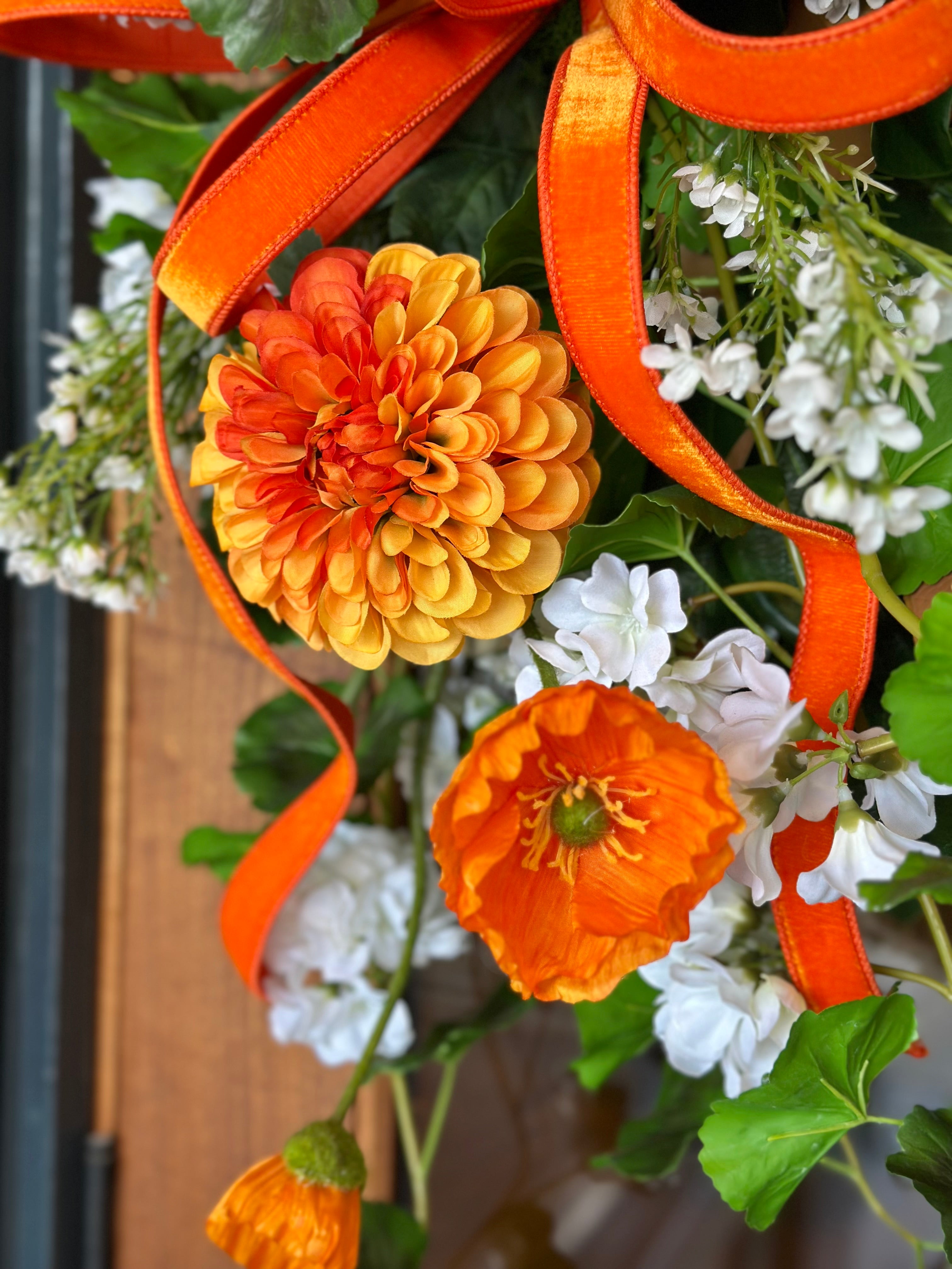 Orange Dahlias & Poppies Wreath