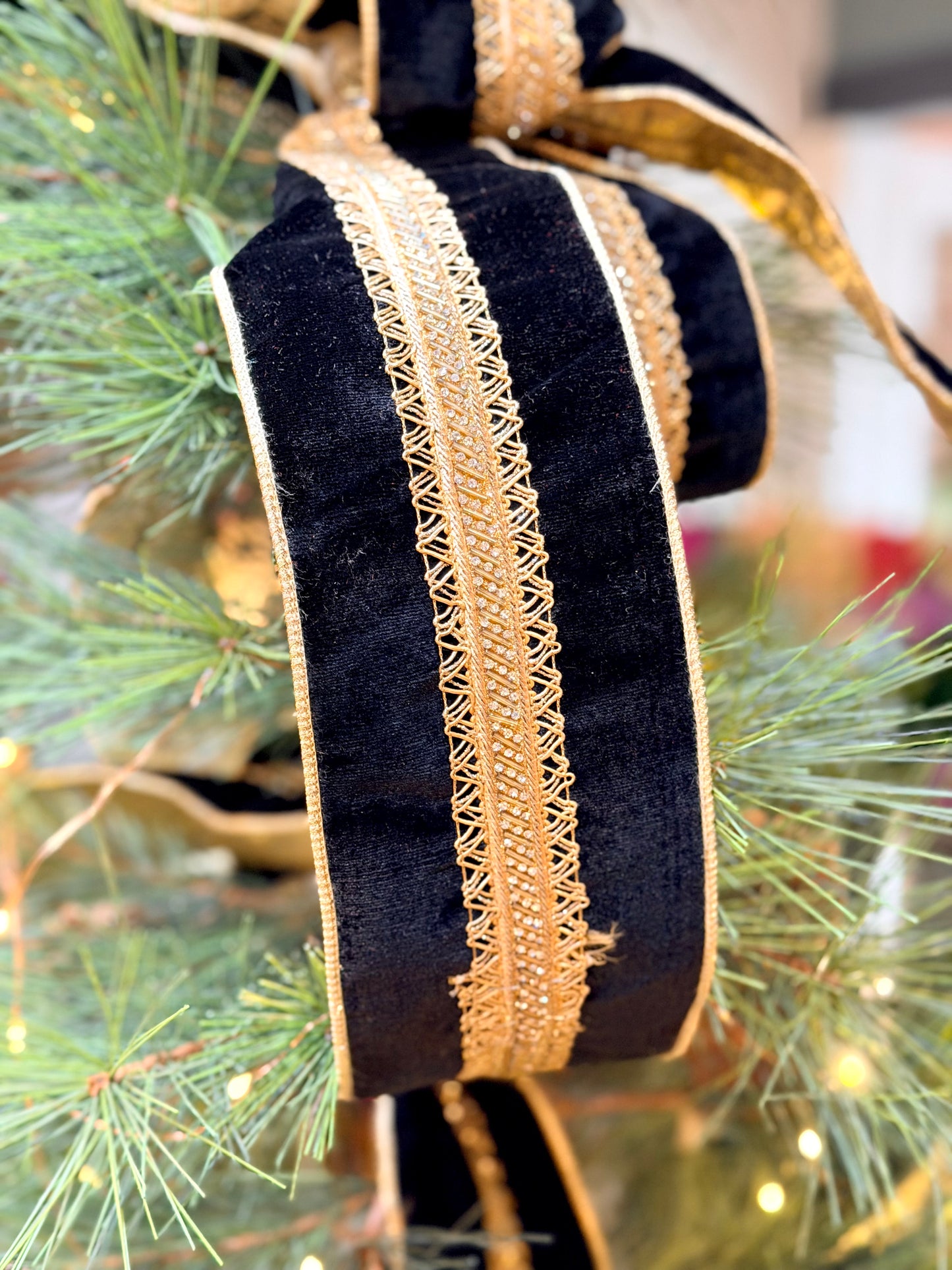 4" BEADED JEWEL TRIM ROYAL VELVET- SOLD BY THE YARD