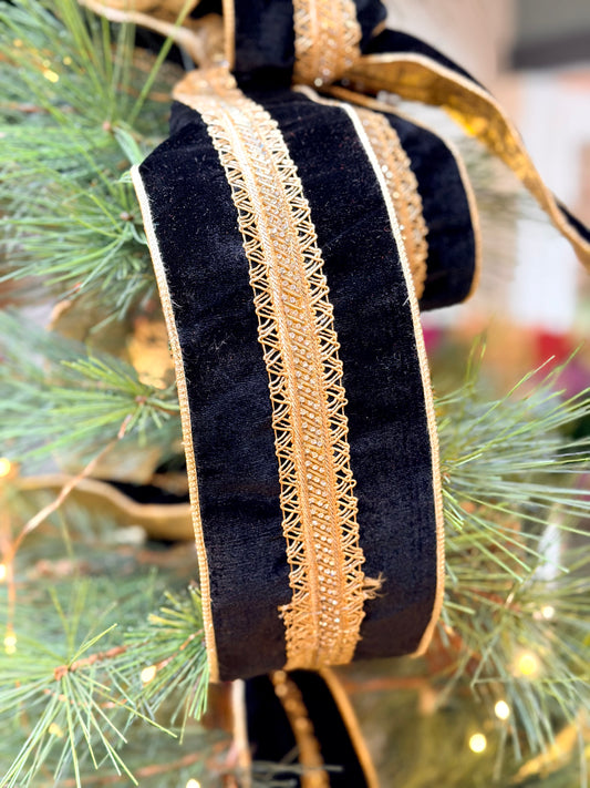4" BEADED JEWEL TRIM ROYAL VELVET- SOLD BY THE YARD